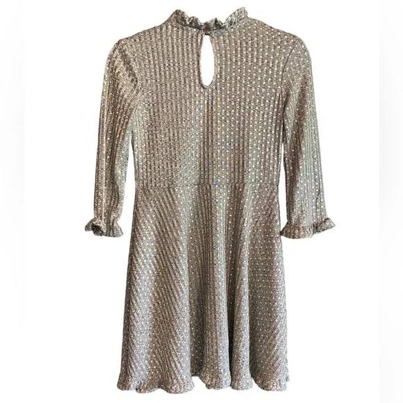 ART CLASS Girl’s Gold Dress with Neck, Arm and Skirt Ruffle, Size L10/12 - Picture 6 of 6